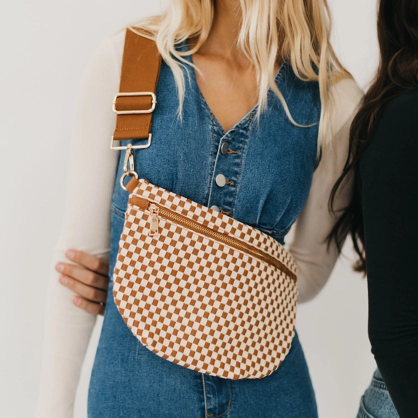 TAN WOVEN BUM BAG