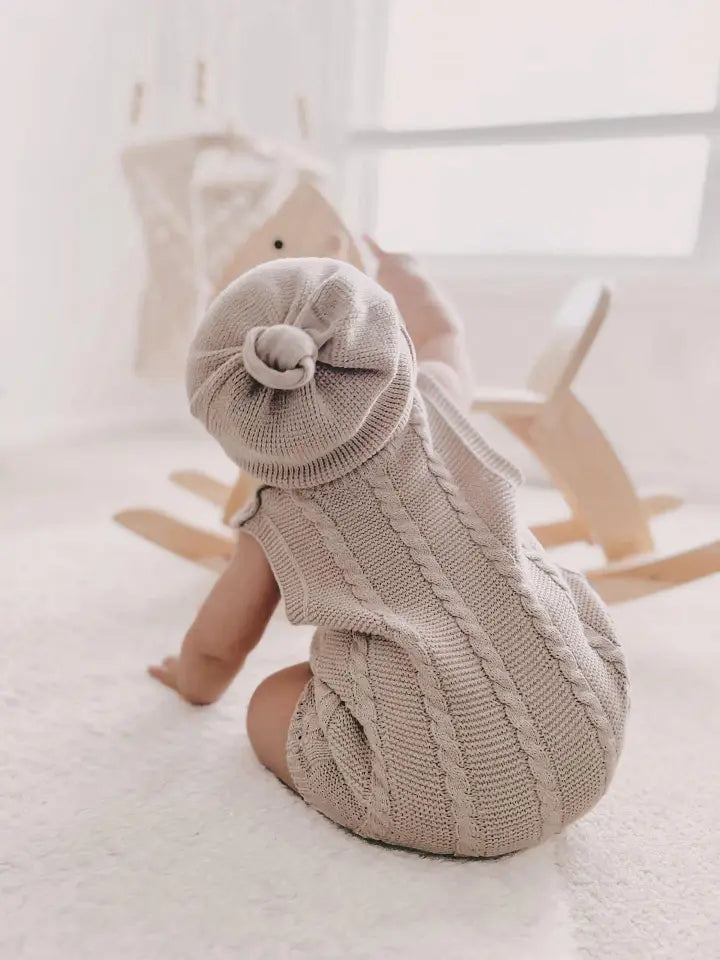 LUNA + LUCA BEIGE KNIT ROMPER