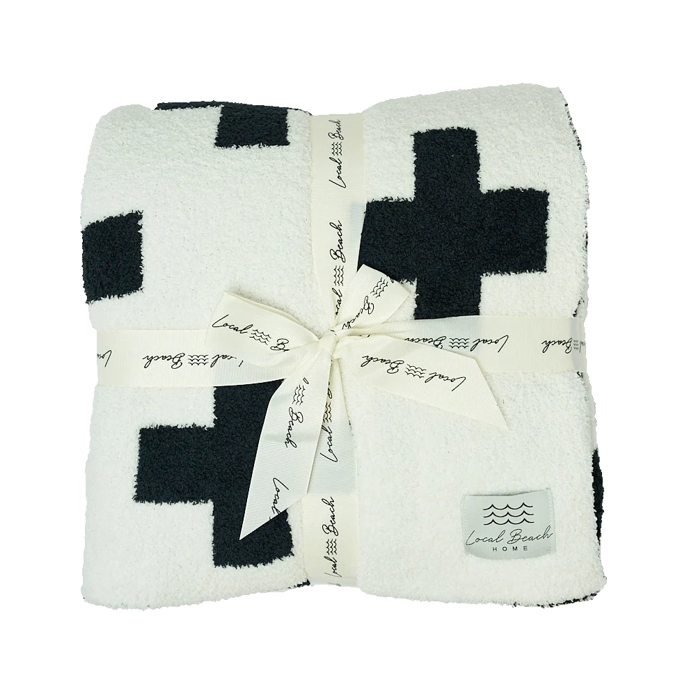 SWISS CROSS LUXE BLANKET - BLACK