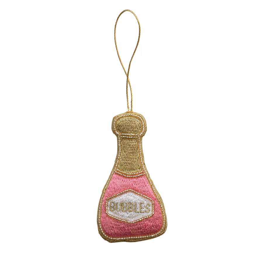 FABRIC CHAMPAGNE BOTTLE ORNAMENT