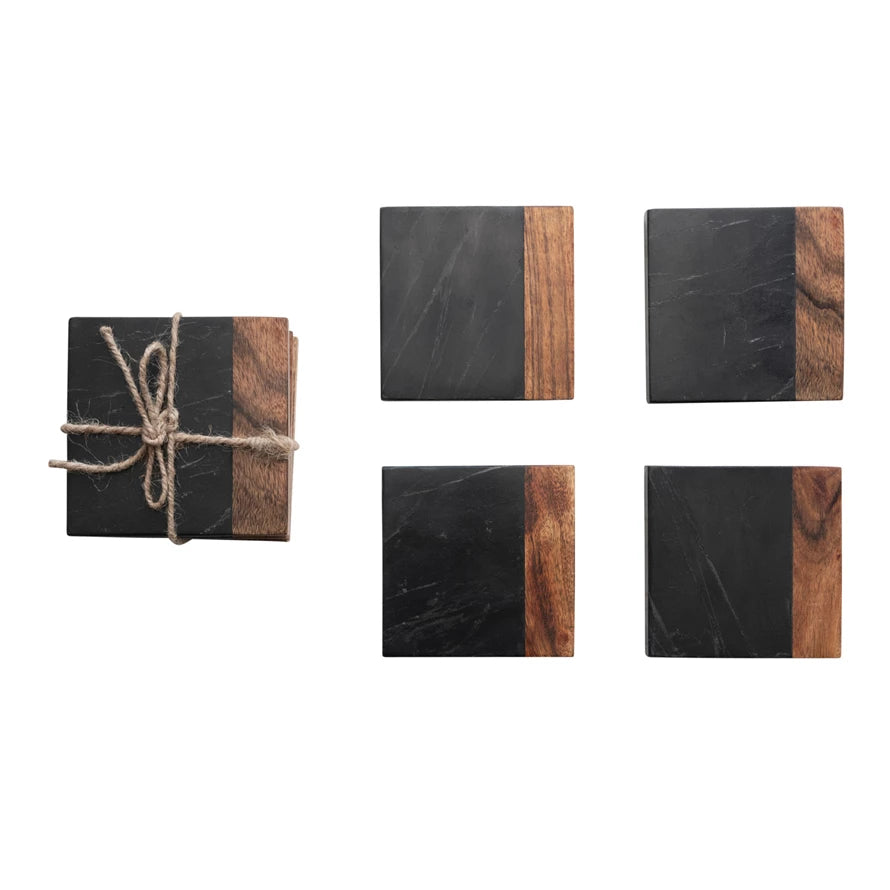 MARBLE & ACACIA WOOD COASTERS