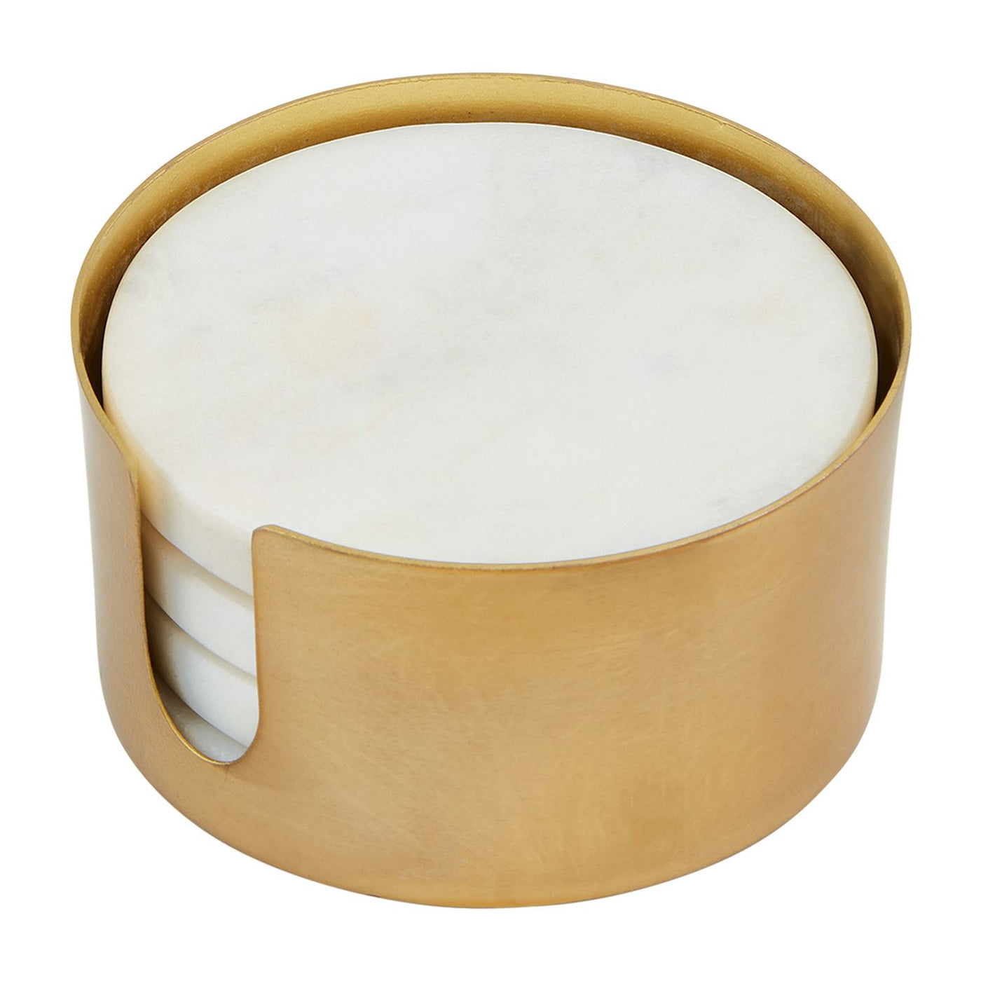 WHITE MARBLE COASTER SET