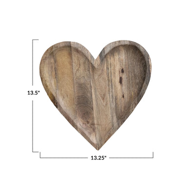 MANGO WOOD HEART TRAY