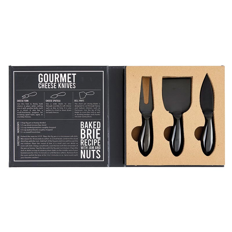 MATTE BLACK CHEESE KNIVES BOOK BOX