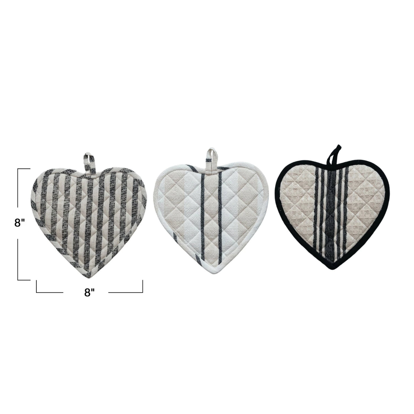 COTTON QUITED HEART SHAPED POT HOLDER