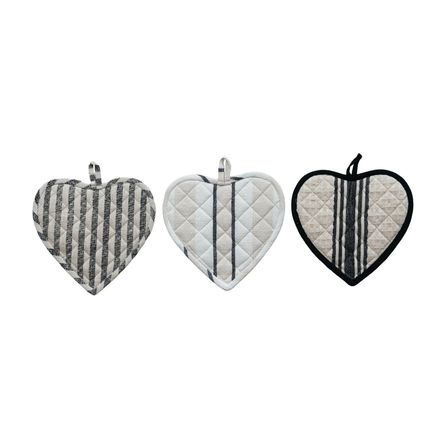 COTTON QUITED HEART SHAPED POT HOLDER