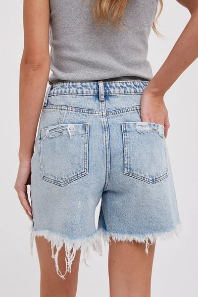 RELAXED MID-LENGTH DENIM SHORTS
